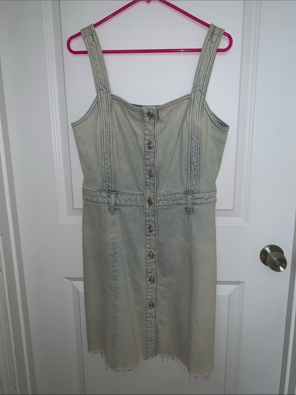 7 for All Mankind NWT Light Blue Denim Button-Front Women’s Overall Dress XL